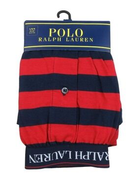 Polo Ralph Lauren Boxer Briefs Mens Size Large Red Navy Striped NEW